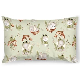 PinkZebra Children's Pillowcase 35 x 40 cm 100% Cotton Cushion Cover Boys Oeko-Tex Standard 100 Children's Covers with Zip Frog & Friends