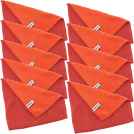 Kochblume 1-3-5-10 Set | Microfibre Cloth Cleaning Cloth 30 x 30 cm, Absorption Capacity up to approx. 300 ml | in a Colourful Box (Red-Orange, Set of 10)