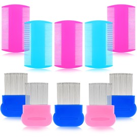 10Pcs Flea Comb Lice Comb Double Sided Fine Tooth Dandruff Comb Nit Combs for Lice Hair Grooming Comb with Metal Teet Plastic Flea Comb for Pet and Human to Keep Skin Healthy and Hair Soft (4 Colors)