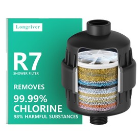R7 Shower Filter High Put Shower Water Filter for Hard Water 99.99% Remove Chlorine, Heavy Metals, Shower Water Softener, Improve your skin and hair, Bathroom Fixture Hardware Parts, Black