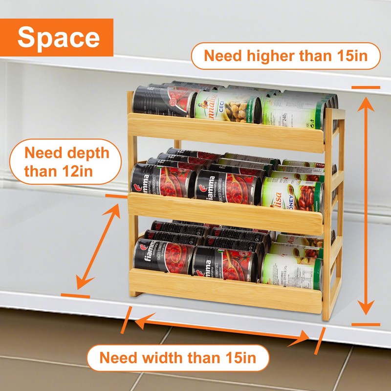 MinBoo Bamboo Can Organizer for Pantry - Stackable Can Dispensers