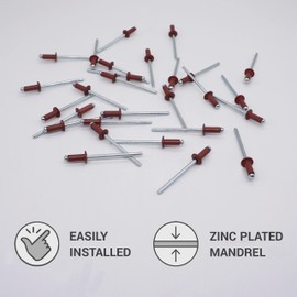 Pack of 100 Painted Blind Rivets 3.2 x 8 mm, Dome Head, DIN 7337, Aluminium Rivets and Steel Mandrel, Pop Rivets (100, Oxide Red RAL 3009)