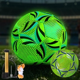 EUBSWA Luminous Football with Air Pump, Size 5 Football Glow in the Dark, Reflective Football for Football Training, Night Games, Indoor and Outdoor