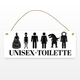 Unisex Toilet Metal Sign L 10.5 x 28 cm White