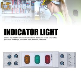 DIN Rail Indicator Light, Compact Red Yellow Green LED Indicator Lamp with Energy Efficient, Easy Installation, LED Indicator Light