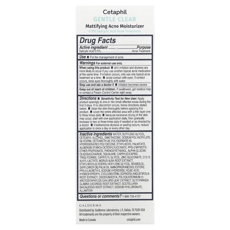 Crema hidratante suave transparente matificante para el acné, 3 fl