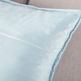 Madizz Pack of 2 Super Soft Velvet Decorative Cushion Covers with Fringe Luxury Style Cushion Case Pillow Shell for Sofa Bedroom Light Blue 12x20 inch, 30x50 cm Rectangular