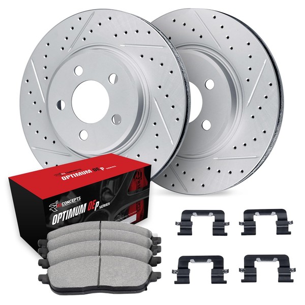 R1 Concepts Rear Brakes and Rotors Kit |Rear Brake Pads|