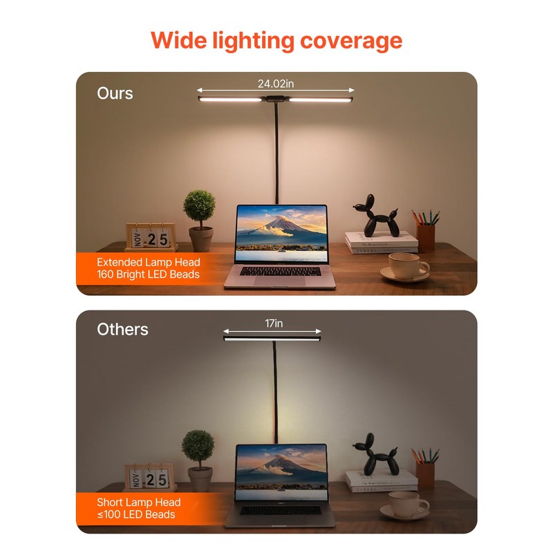 VEVOR LED Desk Lamp with Clamp, Double Head Architect Desk