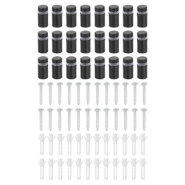 sourcing map 24 Pcs Standoff Screws, 1/2" x 0.8" Stainless Steel Advertising Screws Wall Standoff Mounts Hardware for Acrylic Picture Frame Glass Signs Hanging, Black