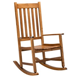 Holyfly Outdoor Rocking Chair, Wooden Rocking Chair for Deck, Garden, Backyard, Porch, Indoor or Outdoor Use (Wood)