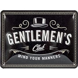 Nostalgic-Art Retro Tin Sign, 15 x 20 cm, Gentlemen's Club - Gift Idea for Men, Metal Vintage Design, Tin Signs Sayings