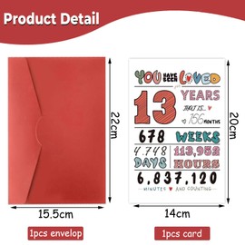 13th Birthday Card 13 Years Old Greeting Card 13th Birthday Decorations Happy 13 Years Old Birthdays Cards for Kids Boy Girls Niece