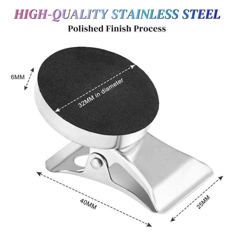 Lidwot 6-Pack Heavy-Duty Stainless Steel Magnetic Clips with Non-Slip Fleece