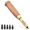 Leather Hole Punch, Adjustable Japanese Screw Punch with Wooden Handle,