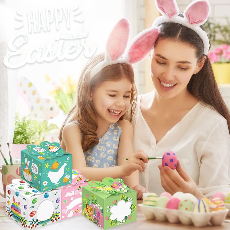 12pcs Easter Treat Boxes, Easter Gift Candy Boxes Bunny Paper