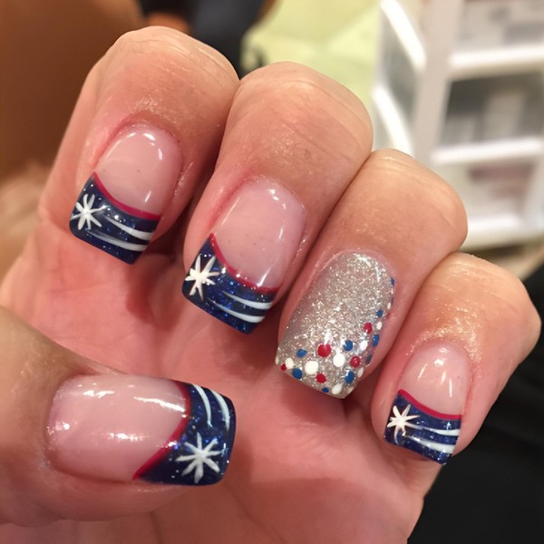 Independence Day Press on Nails Short Square Fake Nails with