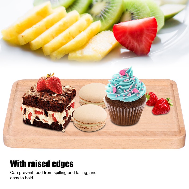 Fruit Dishes Beech Wooden Serving Tray Rectangular Decorative Dessert Plate