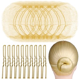 KIRZAX Unsichtbare Haarnetze, 20 Stück Unsichtbare Haarnetz mit 40 Stück Haarnadeln, Nylon Haar Netze für Buns, Mädchen Hochsteckfrisuren Zubehör für Kurze und Dünnes Haar Balletttänzerin(Gold)
