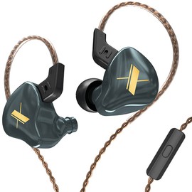 KZ EDX Headset, In-Ear Wired Headset, Detachable Cable 2 Pin, 10mm Dynamic Driver Stereo Sport Headset, Deep Bass Gaming Headset Microphone (Gray, with Microphone)