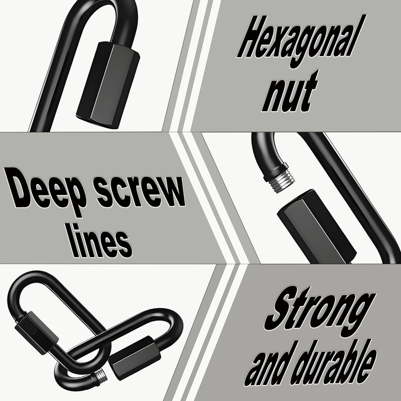 2Pack Black Heavy Duty Quick Links, 4Inch Threaded Quick Chain