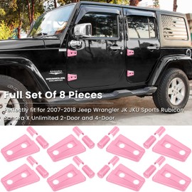 E-cowlboy Door Hinge Cover Trim Exterior Accessories for Jeep Wrangler JK JKU Sport Rubicon Sahara X Unlimited 2-Door & 4-Door 2007-2018 (Pink 8PCS)