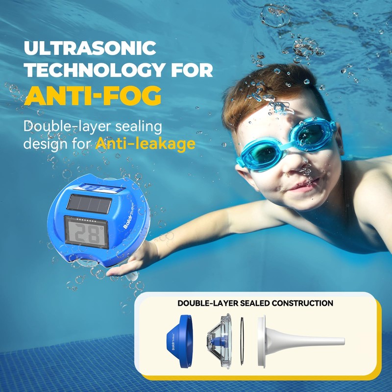 BaldrTherm Pool Thermometer Solar Digital Floating, High Precision Large Screen
