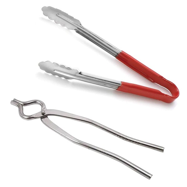 Kitchen Tongs Set of 2 Stainless Steel, Big Pakkad and