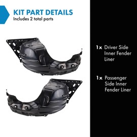 TRQ TRQ Inner Fender Liner Set Compatible with 2014-2020 Mitsubishi Mirage MI1248130 MI1249130