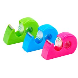 TSI Trendy Colour Tape Dispenser Pack of 6 Assorted Colours Includes Tape Roll (19 mm x 25 m) Item No. 43197-A