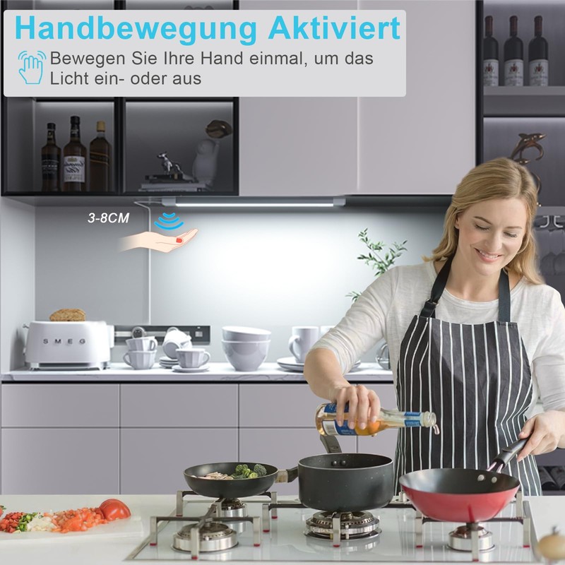 WOBANE Under-Unit Light Kitchen LED Dimmable, Bright Light Strip with