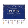 Class of 2026 Graduation Backdrop, Navy Blue and Gold Congratulations