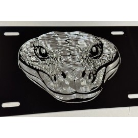 Diamond Etched Products Snake Head Diamond Etched Reflective Engraved License Plate Front Metal Car Tag