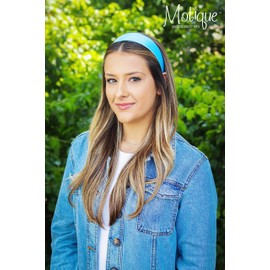 Motique Accessories Light Blue 2 Inch Wide Satin Hard Headband with No Teeth