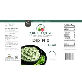 A Blend Above Spinach Dip Mix, 3 Packs, 1 oz. Each, Mixed Seasoning Packet, Gluten-Free, No MSG, All Natural, No Preservatives, Vegetable Dip, Low Carb, Easy to Make