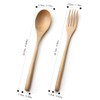 YFWOOD Spoon Fork Set, 4 Pieces, Wooden Cutlery, Dinnerware Set,