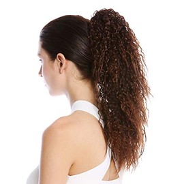 WIG ME UP - N609-V-2T30 Ponytail Hairpiece Extensions optional Combs & Clamp long voluminous curled kinked kinks chestnut brown mix 17inch
