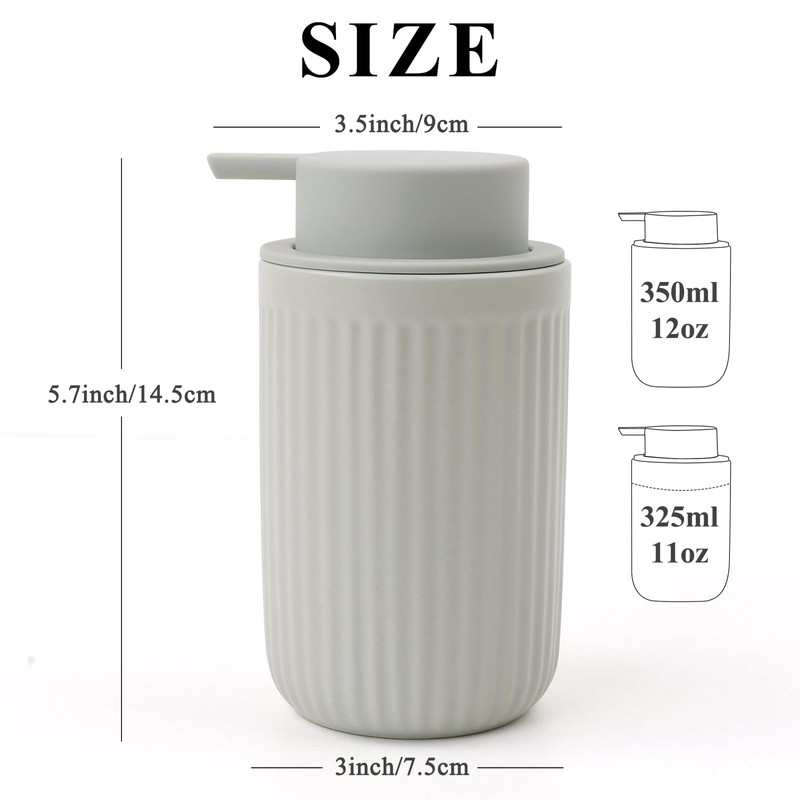 BosilunLife Grey Soap Dispenser Set - 2 Pack 12oz Ceramic