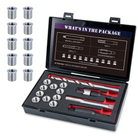 SENNMONN 7/16-14 SAE Thread Repair Kit with Insert HSS Drill, Tap, Counterbore, Installation Driver, 10PCS Stainless Steel Insert 7/16-14X0.600 INCH