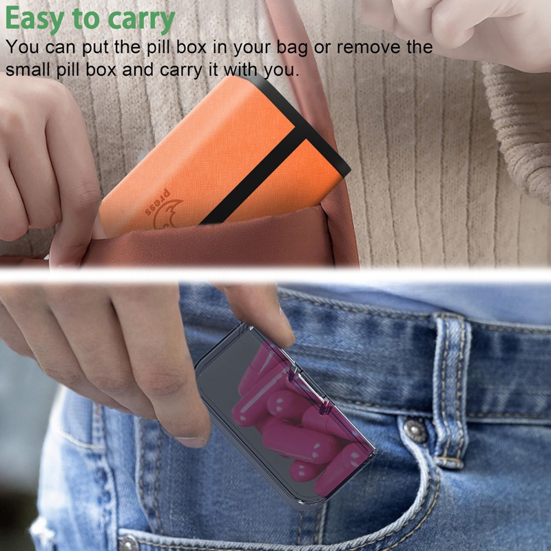 TOMSKYE Portable Pill Case, Large Capacity, 1 Week, 2 Times