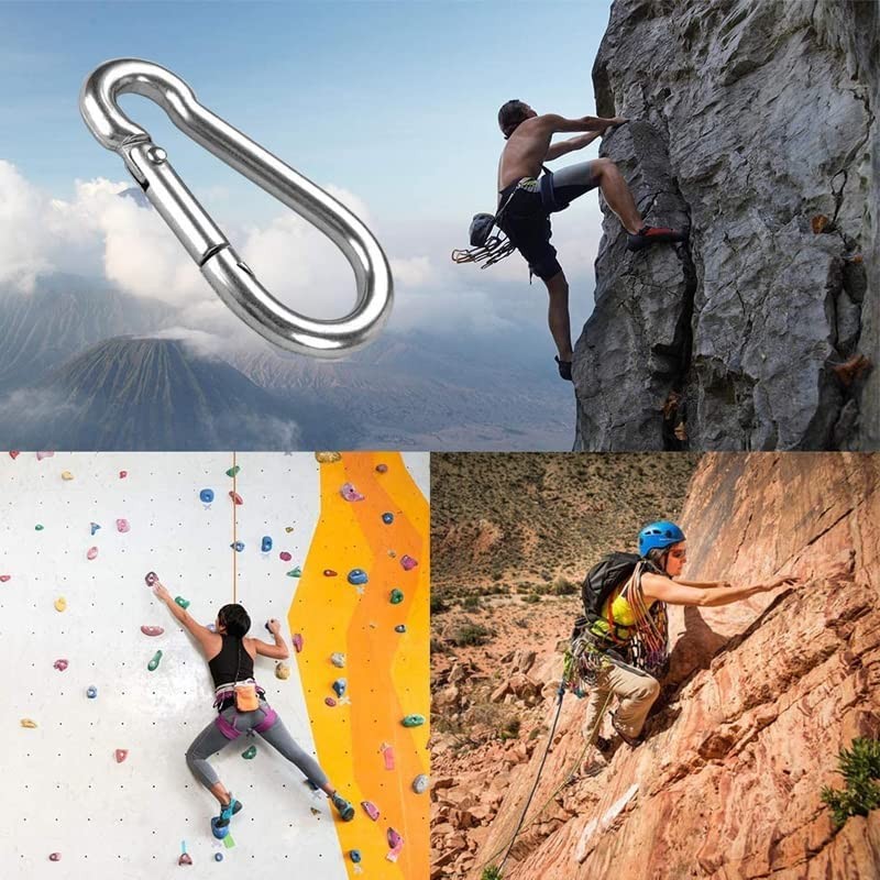 10PCS Premium Stainless Steel Snap Hook Carabiner Ring Screw Keychain