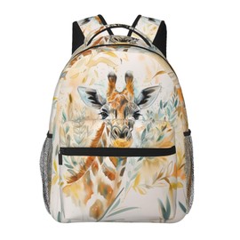 Ti Caldi Watercolor Giraffe Backpack for Women Teen Boys Girls School Laptop College Cute Grassland Animal Backpacks for Gifts Travel Hiking Work Camping, Polyester Lightweight Bookbag Back Pack