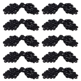 GORGECRAFT 1 Box 10 Pairs Black Beads Chinese Knots Frog Buttons Closure Black Vintage Sewing Fasteners for Cheongsam Sweater Cloak Coats Scarf Cardigan Costumes Accessories Home DIY Sewing Crafts