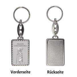 Saint Christopher HC Silver Keyring with Border of the Patron Saint of Travellers and Drivers for the Keychain with Saint Figure as a Gift for Beginners Drivers, Border