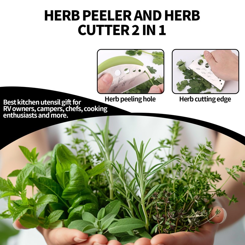 Leaf Stripper Tool, Stainless Steel 2 in 1 Herb Stripper