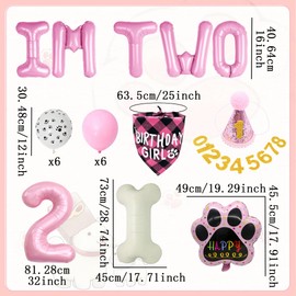 Dog Second Birthday Party Supplies Dog Puppy Birthday Banner Im Two Balloons Hat with Number Bandana Balloons for Pets Decorations