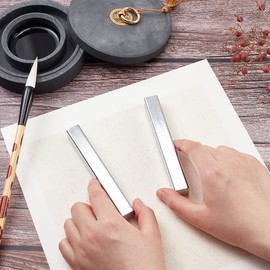 PandaHall Pack of 2 Chinese Calligraphy Paperweights Cast Iron Heavy Card Paper Weights for Calligraphy Painting Writing Drawing Beginners Professional Office