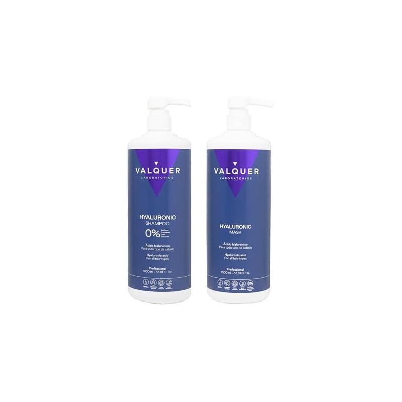 VALQUER Pack Shampoo y Mascarilla Ácido Hialurónico 1 L +