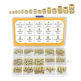 ANBOO Pack of 300 Threaded Inserts, M2 M2.5 M3 M4 M5 M6, Press-in Nuts, Melting Thread, with Sorting Box, Brass Threaded Bushings Internal Thread Knurled Nuts, for Plastic Parts in Threaded Insert 3D Printing