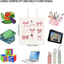 WCGXKO Gymnast Team Gift Gymnastics Pink Bow Tote Bag Gymnast Gift For Girls Gymnastics Gift (Gymnast Bow CA)